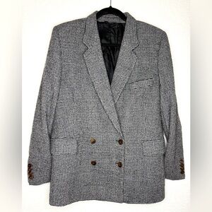 PAUL SMITH Italy Wool Black Houndstooth Double Breasted Sport Coat Blazer 46 EUC